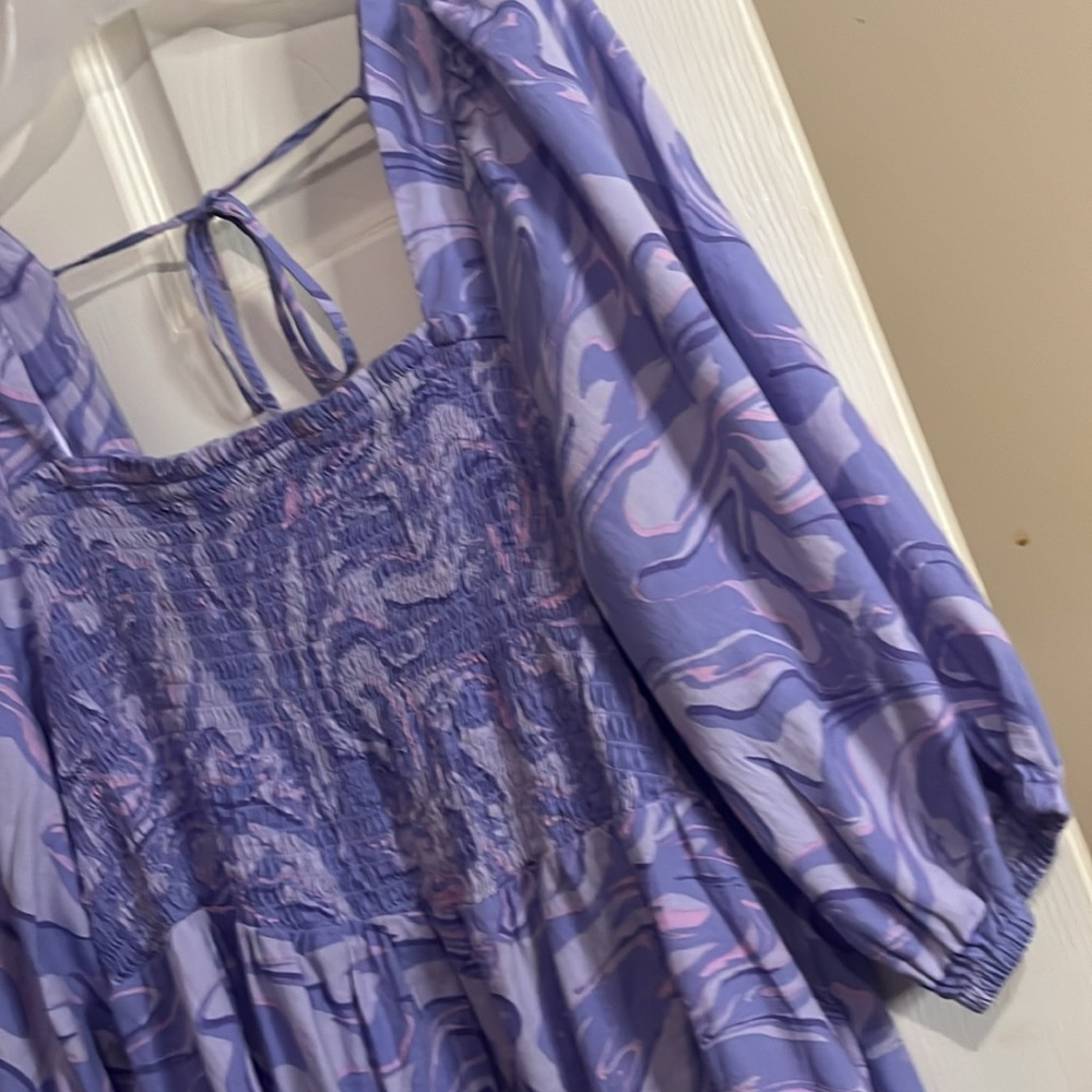 Ava Viv-Swirl dress puff sleeves with back tie 1X - Picture 3 of 5